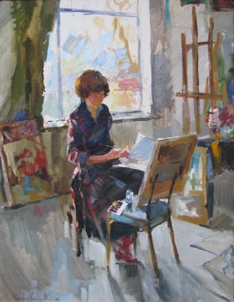 Семыкина Людмила Николаевна (Россия, 1924) «в мастерской художника» 1958