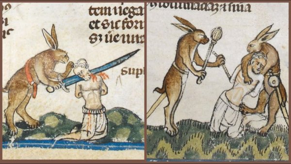 Средневековые маргиналии зайцы