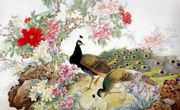 Древнекитайская живопись цветы и птицы