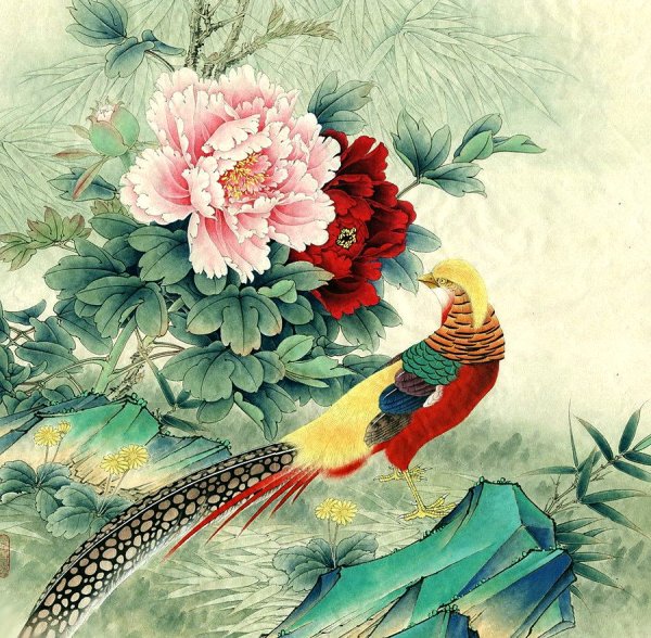 Китайская живопись Хуа Няо пион