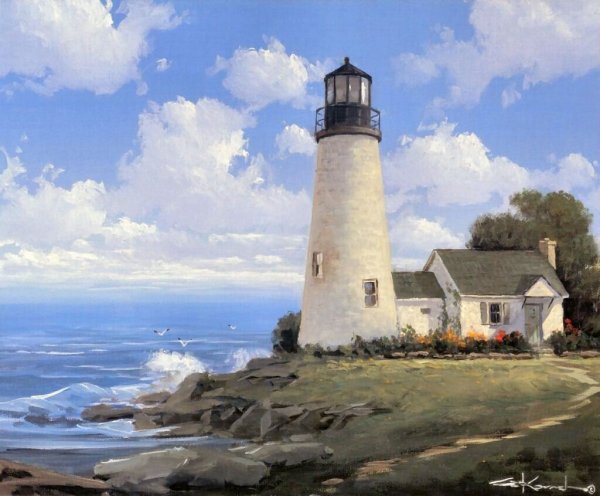 Маяк картина маслом