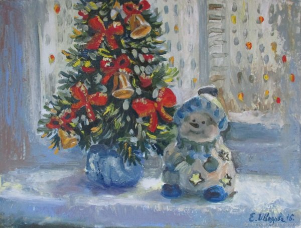 Новогодний натюрморт гуашью