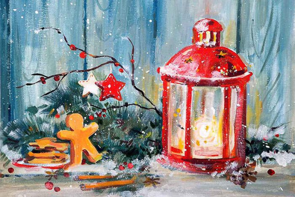 Новогодний натюрморт гуашью