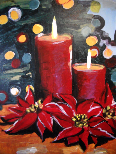 Новогодний натюрморт гуашью