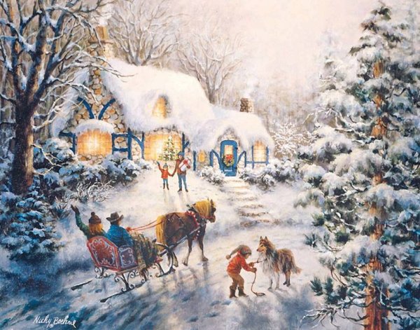 Thomas Kinkade Рождественский коттедж