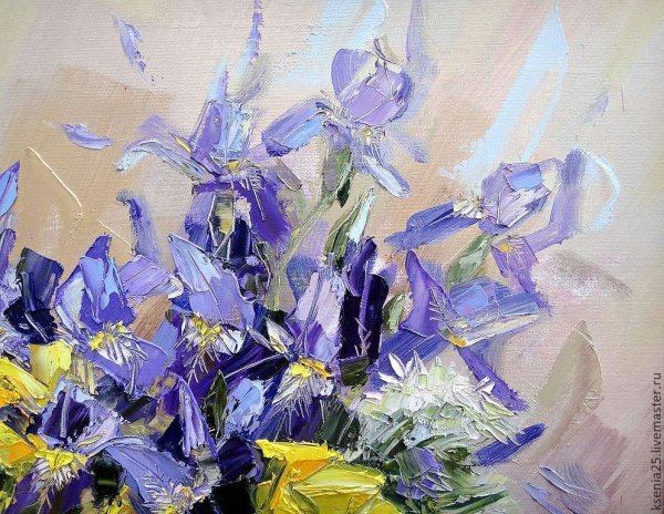 Ирисы живопись мастихином