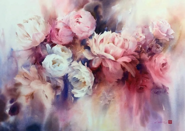 Екатерина Зюзина цветы акварель