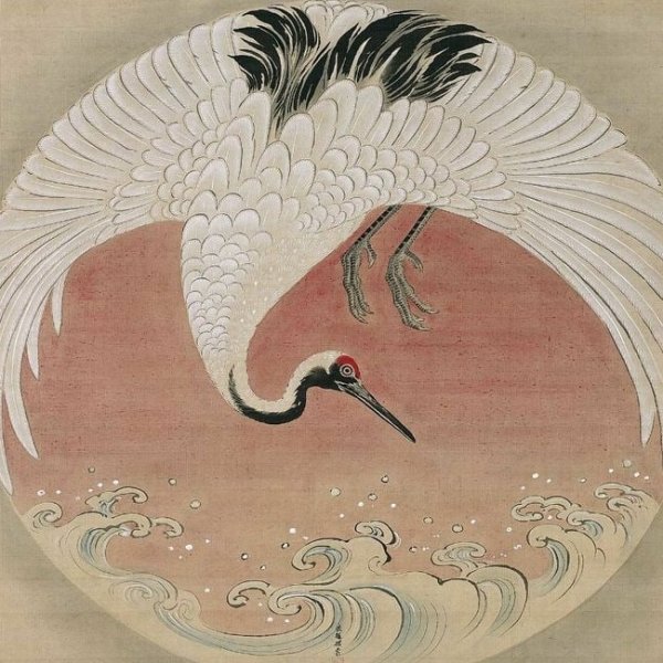 Японский орнамент древней Японии журавль