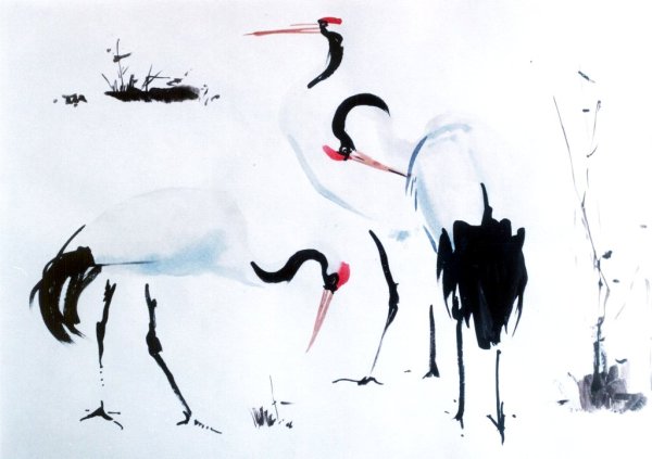 Китайская живопись гохуа Журавли