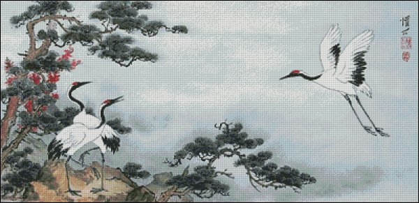 Японский журавль Восточная живопись