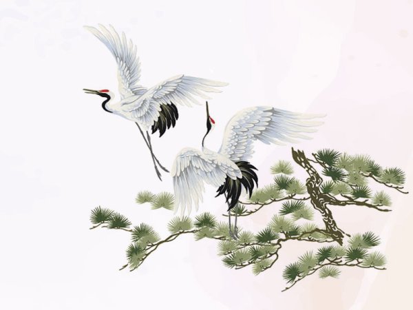 Аист в японской живописи