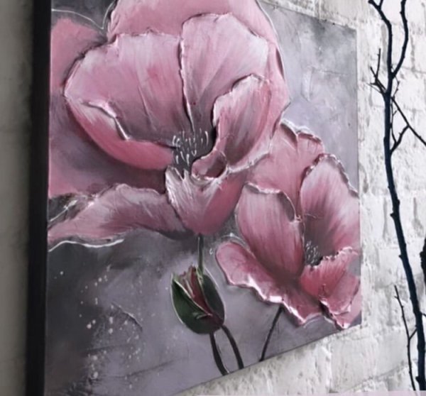 Цветы акрилом на холсте