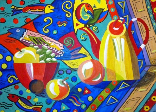 Декоративный натюрморт, училище Рериха