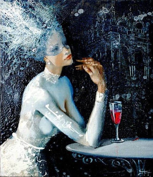 Бутылка игристого живопись