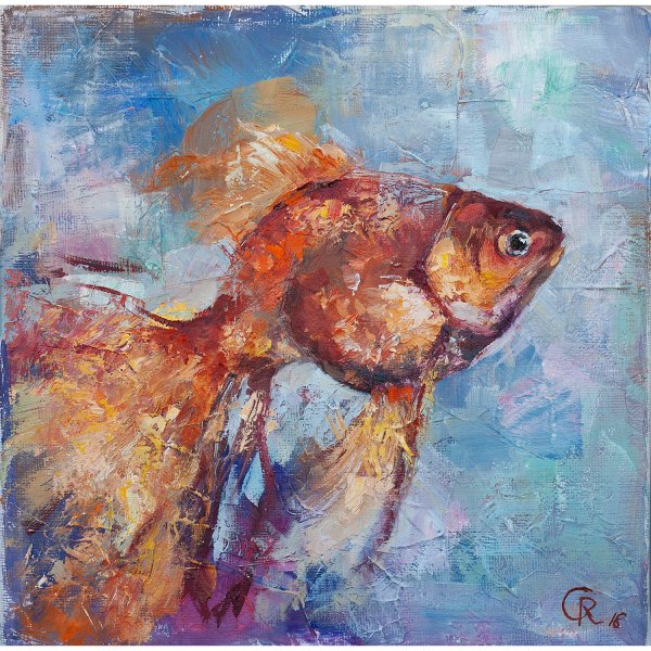 Картины рыбы мастихином