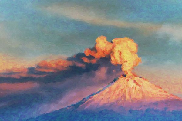 Извержение вулкана картина