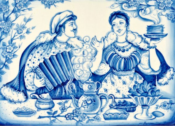 Композиция гжельской росписи