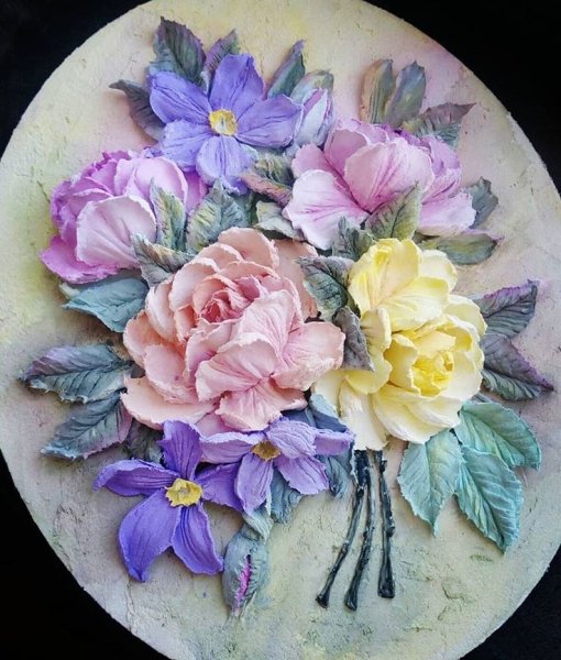 Скульптурная живопись мастихином роза