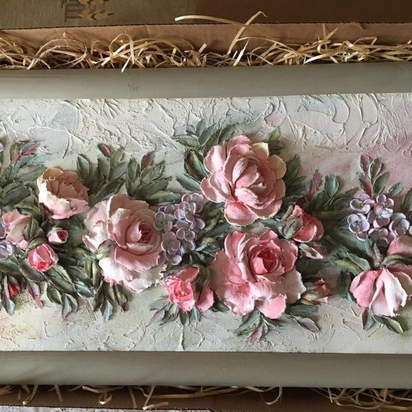 Цветочное панно скульптурная живопись
