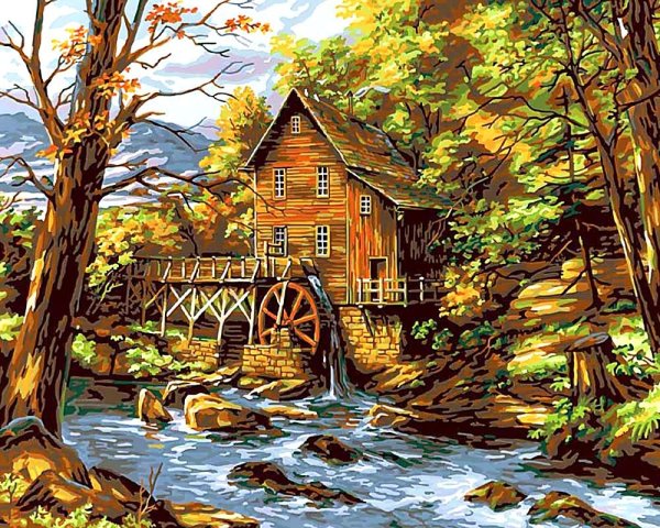 Водяная мельница картина
