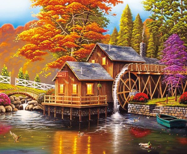 Пазл "водяная мельница"