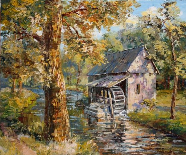 Василий Поленов пейзаж с мельницей