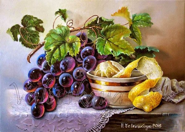 Гроздь винограда живопись маслом