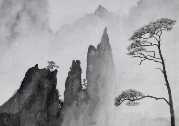 Китай горы Хуаншань Пейзажная живопись Весна