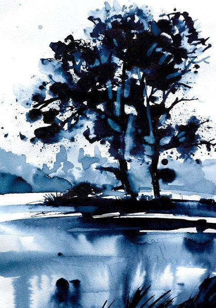 Монохромная акварель