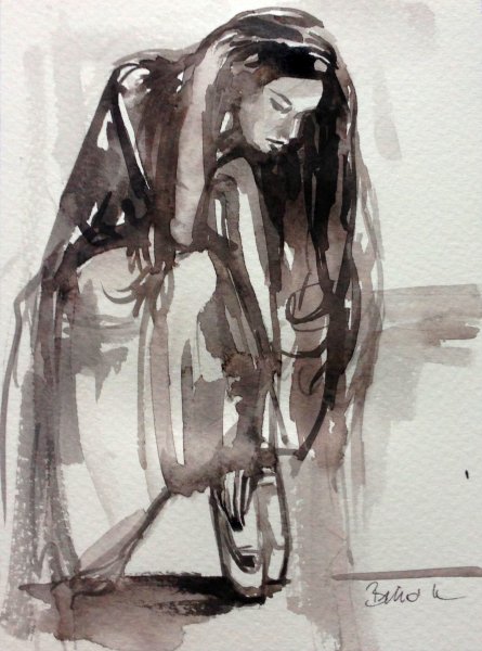 Гризайль акварелью пейзаж