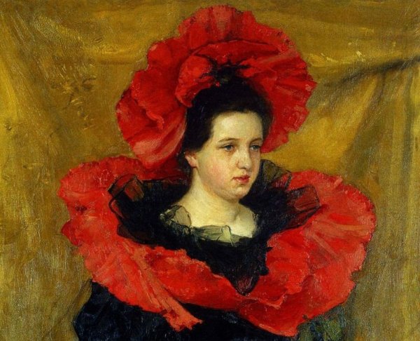 Мурашко портрет девушки в красной шляпе