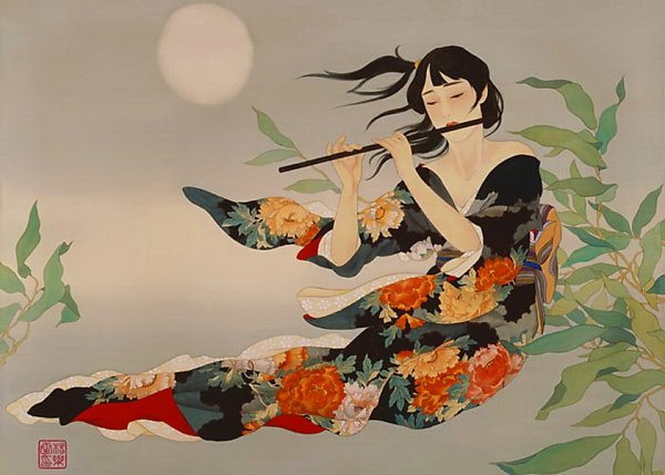 Судзуки Харунобу влюбленные под зонтиком