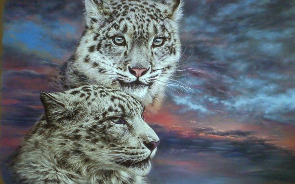 Белый леопард арт