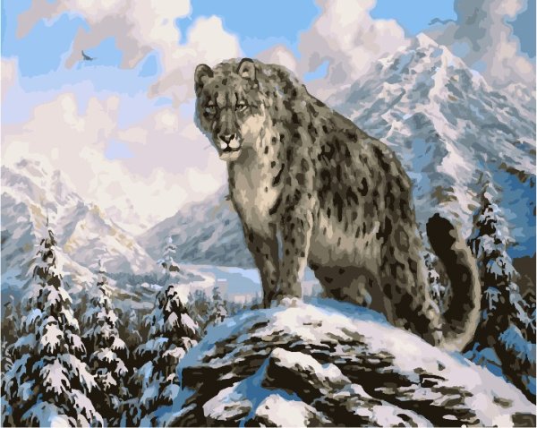 Картина по номерам 40х50 снежный Барс 34148