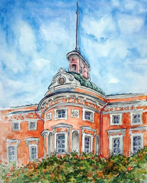 Михайловский замок в Санкт-Петербурге акварель