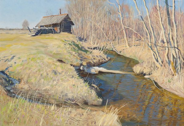 Художник Татьяна Юшманова Весна на Пинеге картина