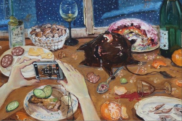 Новогоднее застолье живопись