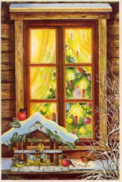 Изба Новогодняя на окно