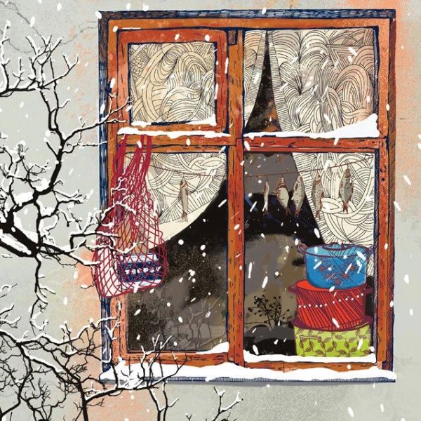 Зимнее окошко рисование