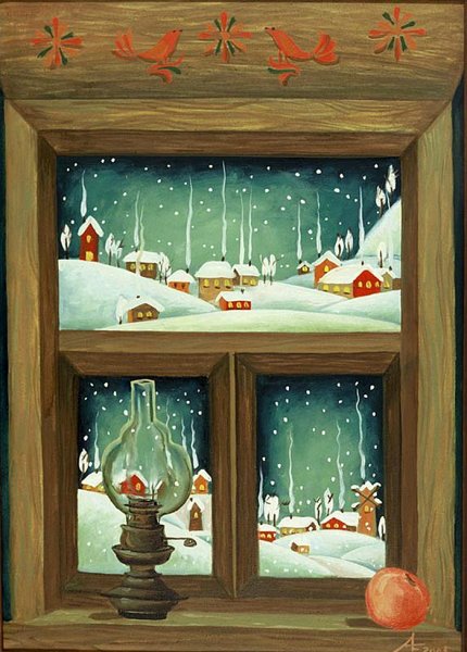 Зимнее новогоднее окно