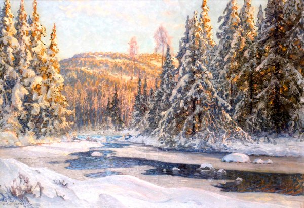 Зимний лес живопись