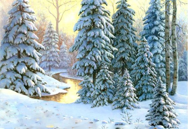 Художник Борис Щербаков зимнее утро