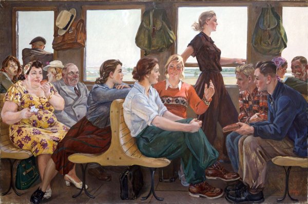 Александр Дейнека «сцена в электричке», 1955