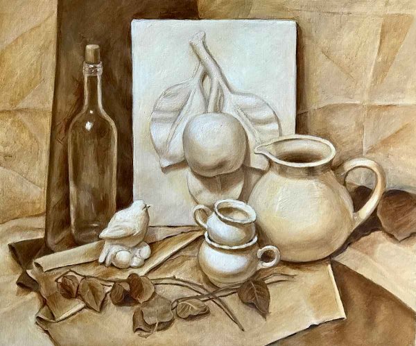 Гризайль акварель Академический натюрморт