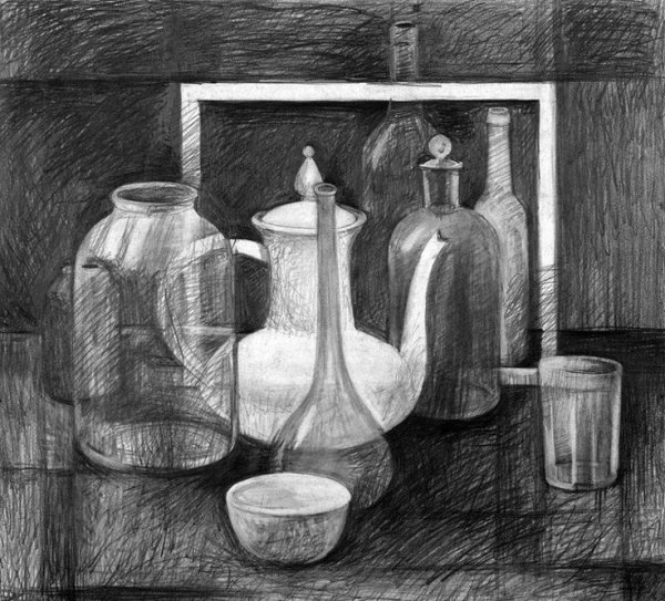 Натюрморт уголь Академия художеств