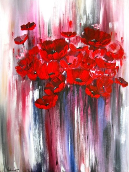 Цветы акрилом на холсте