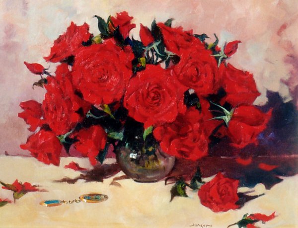Красная роза живопись