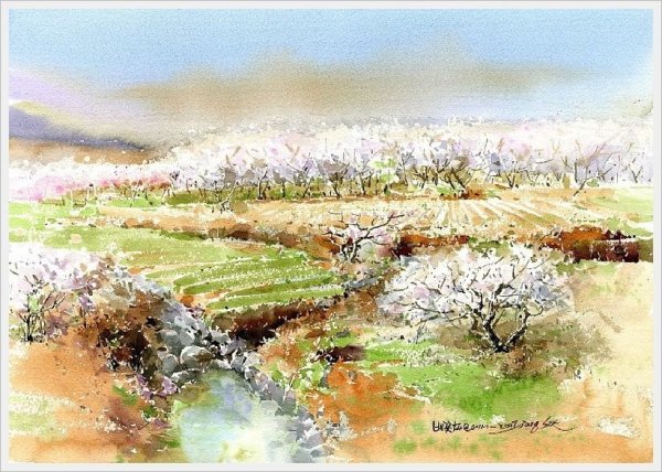 Азиатские пейзажи акварелью