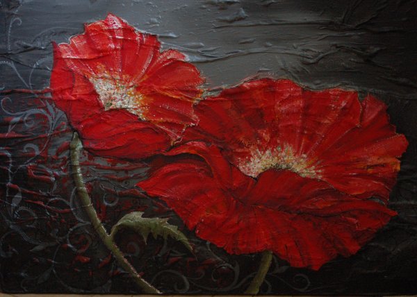 Цветы на черном фоне живопись