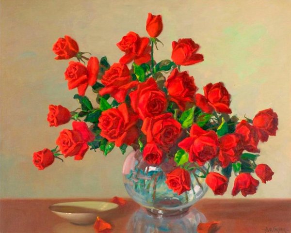 Розы в вазе